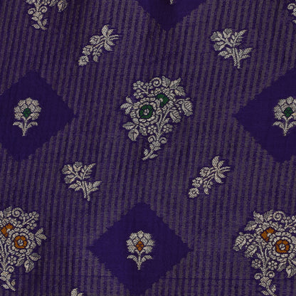 Purple Color Katan Meena Brocade Fabric