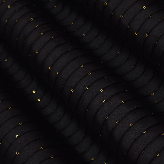 Black Color Chinon Sequins Stripe Fabric