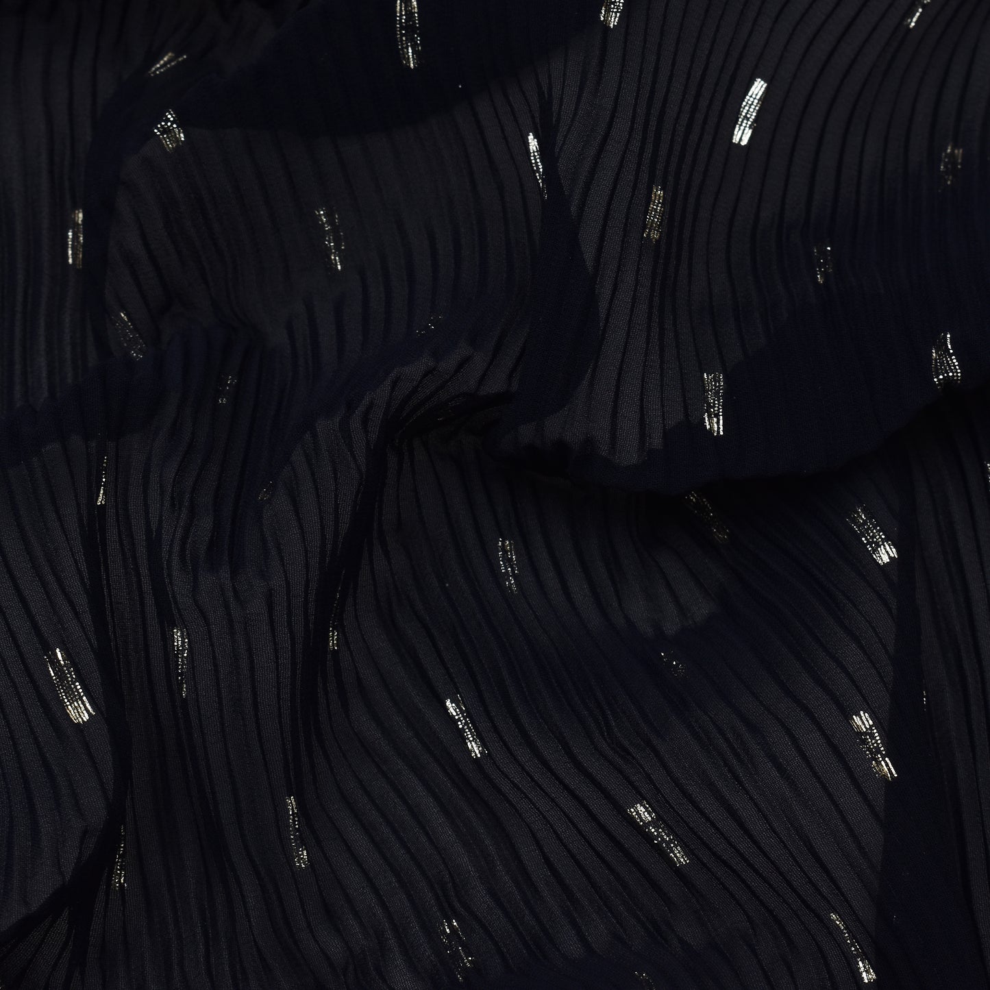 Black Color Georgette Foil Print Fabric