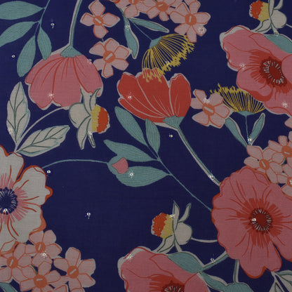 Multi Color Mulmul Print Booti Fabric