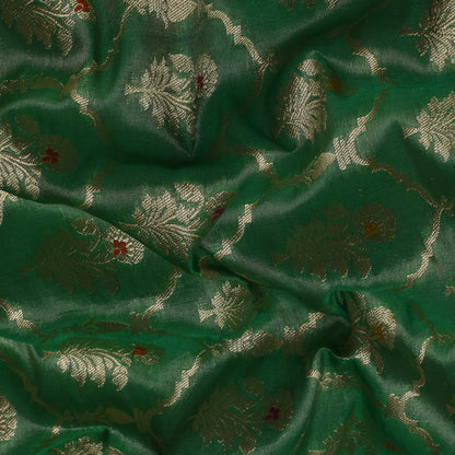 Green Color Tissue Brocade Fabric
