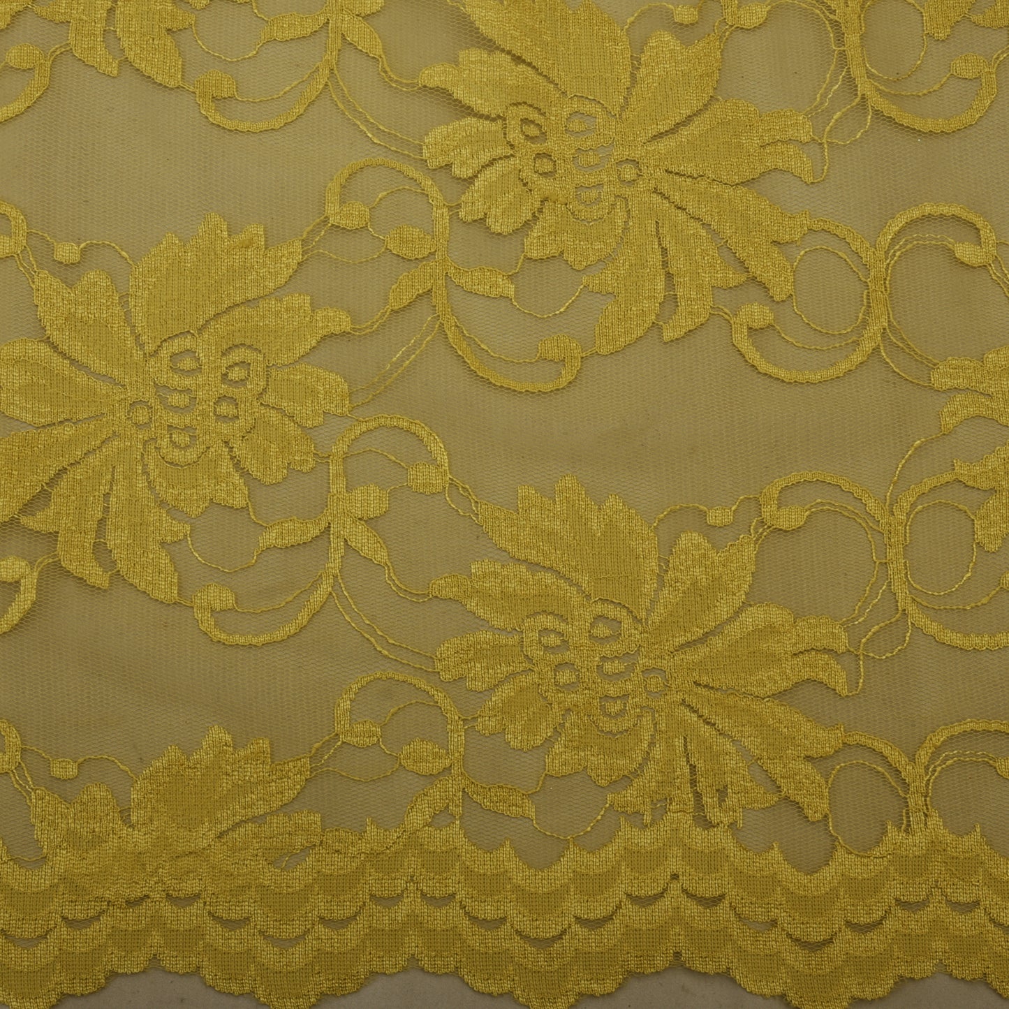 Yellow Color Chantilly Lace Fabric