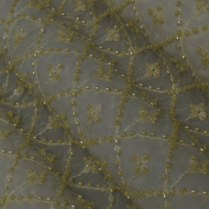 Cream Color Chinon Embroidery Fabric
