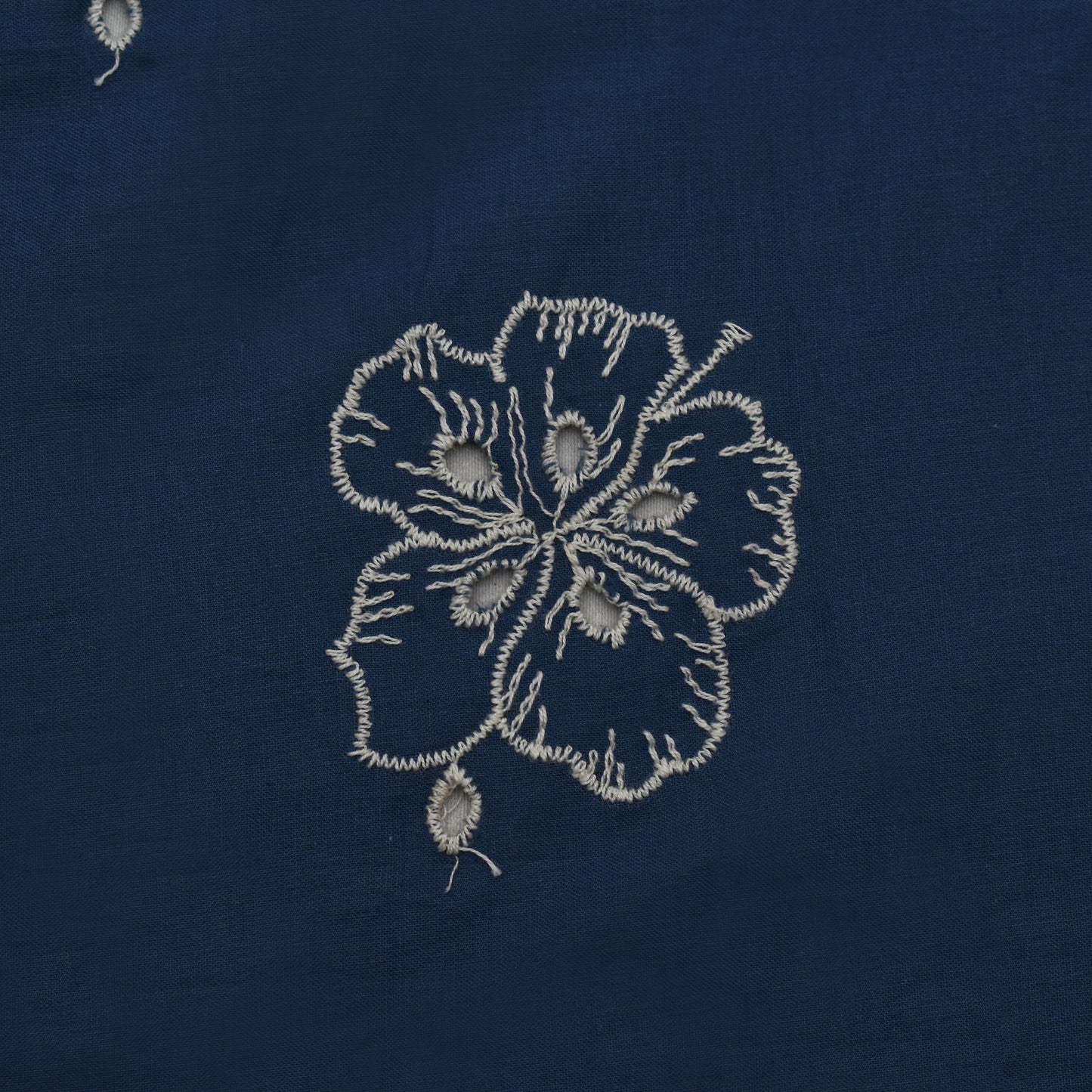 Teal Blue Color Cotton Chikan Embroidery Fabric