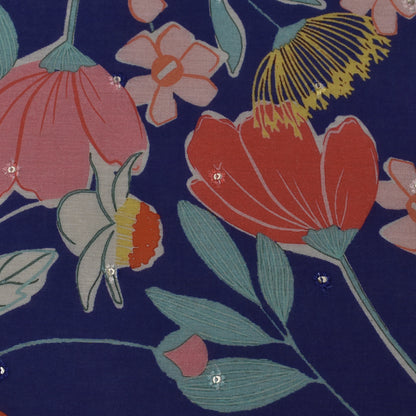 Multi Color Mulmul Print Booti Fabric