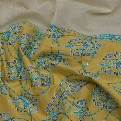 Off White Color Kora Cotton Plazo Fabric