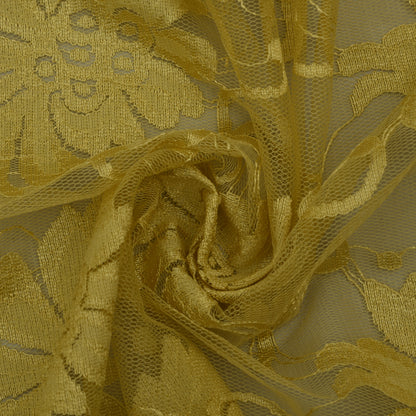 Yellow Color Chantilly Lace Fabric