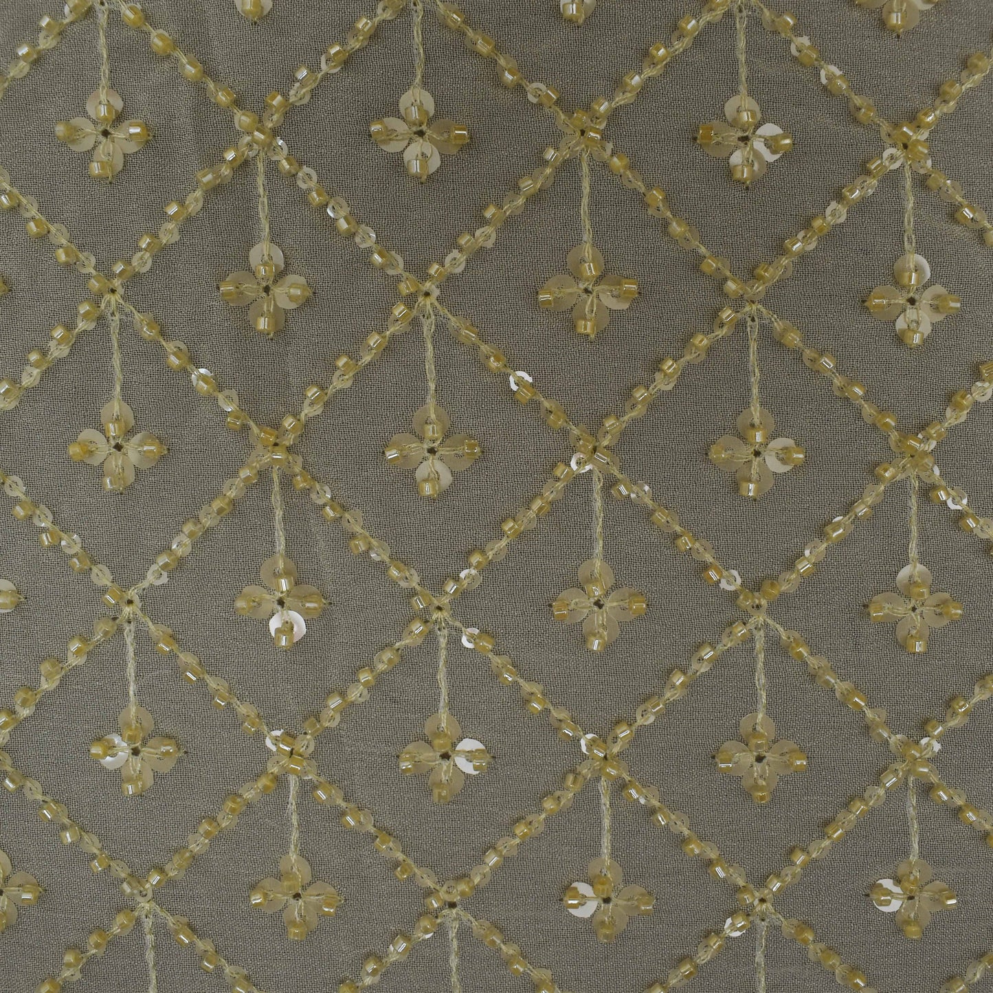 Cream Color Chinon Embroidery Fabric