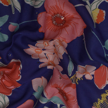 Multi Color Mulmul Print Booti Fabric