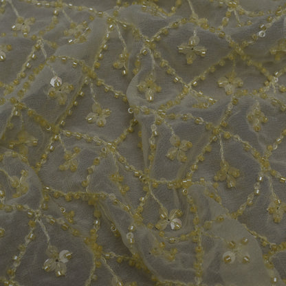 Cream Color Chinon Embroidery Fabric