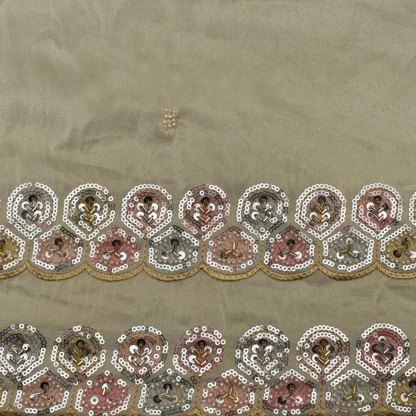 Beige Color Tissue Embroidery Fabric