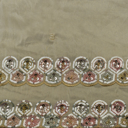 Beige Color Tissue Embroidery Fabric