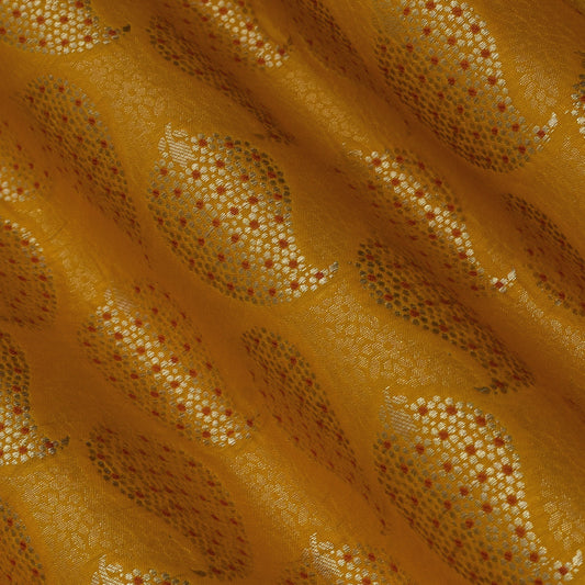 Mustard Color Katan Meena Brocade Fabric