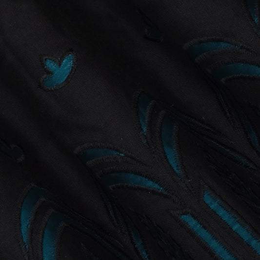 Black Color Organic Cotton Embroidery Fabric