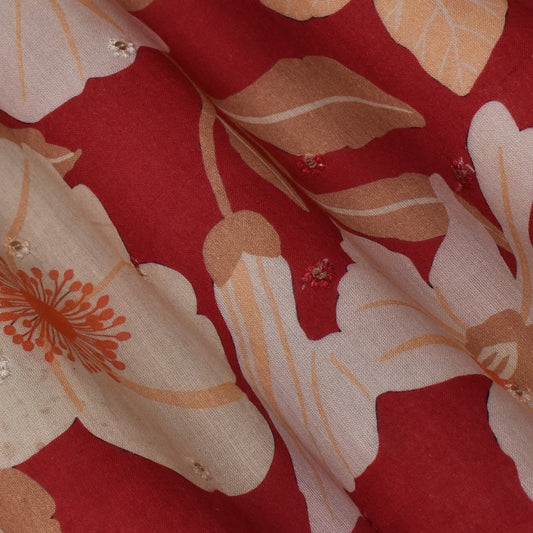 Multi Color Mulmul Print Booti Fabric