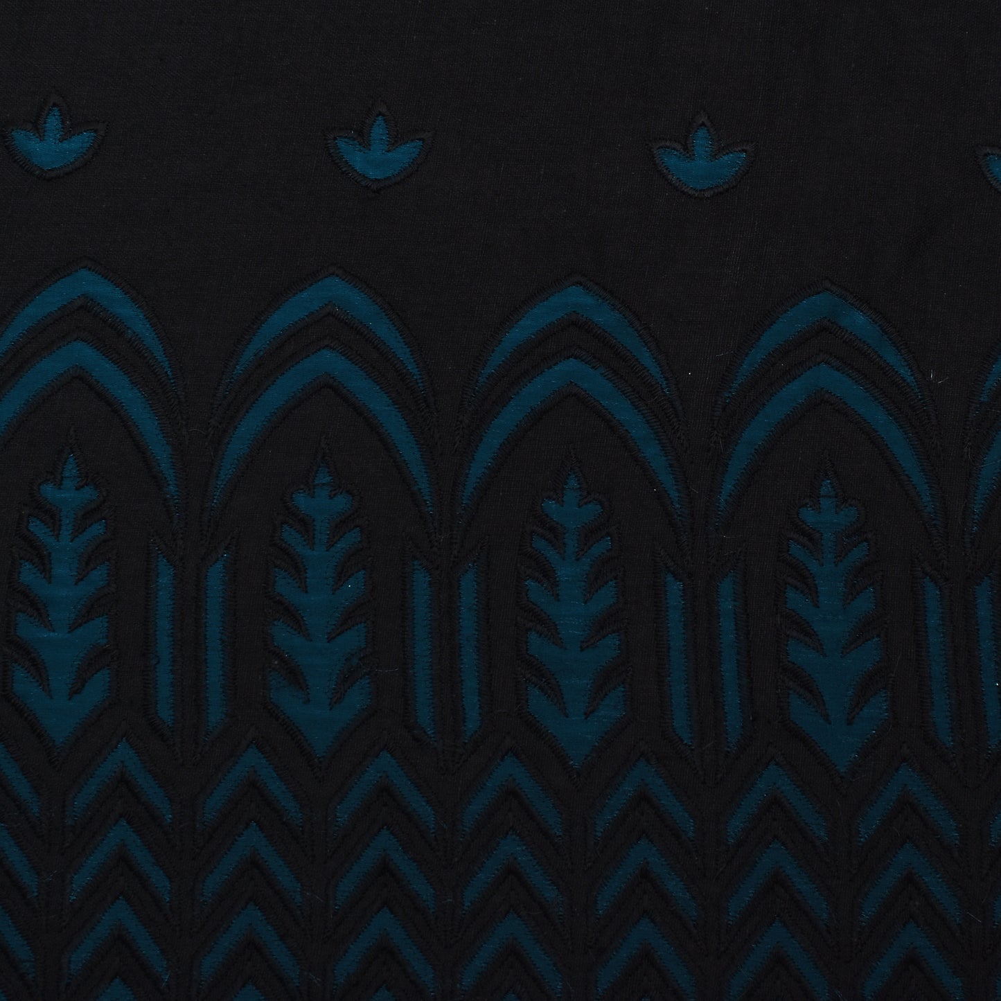 Black Color Organic Cotton Embroidery Fabric