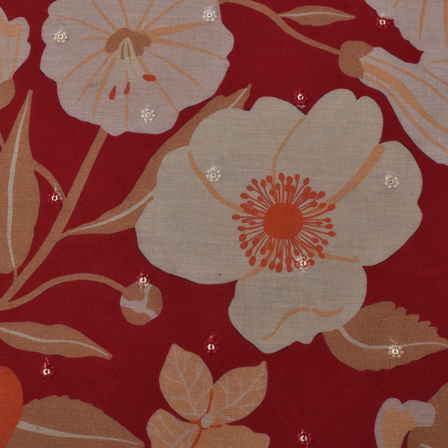 Multi Color Mulmul Print Booti Fabric