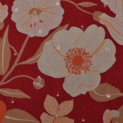 Multi Color Mulmul Print Booti Fabric