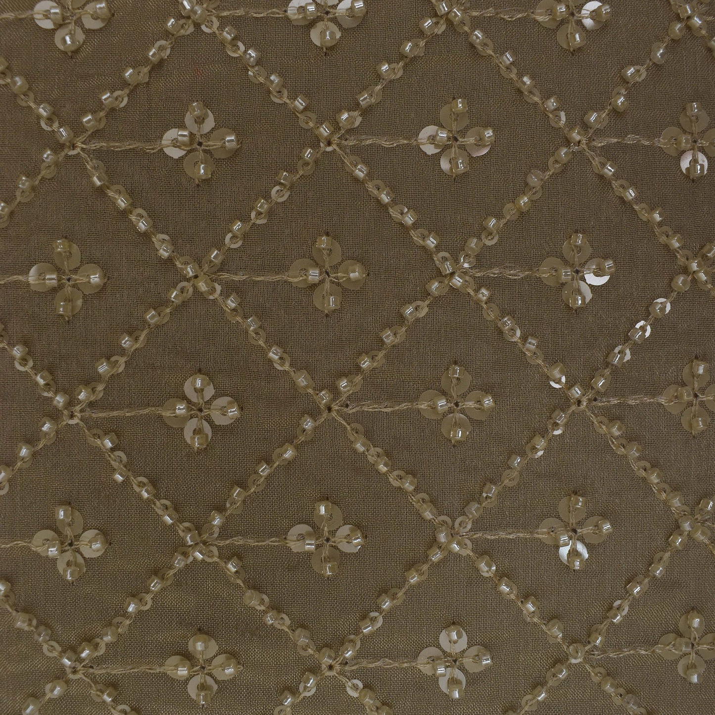 Beige Color Chinon Embroidery Fabric