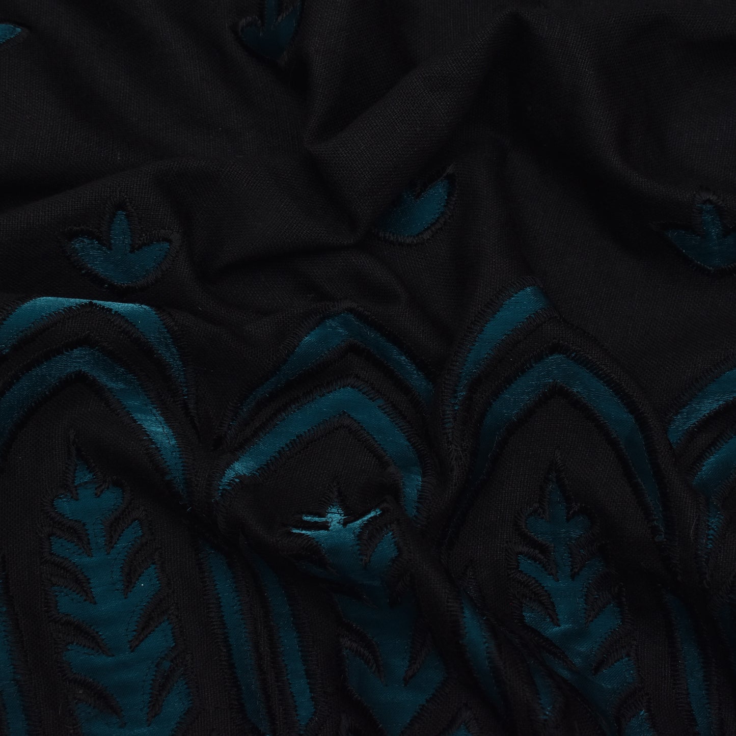 Black Color Organic Cotton Embroidery Fabric