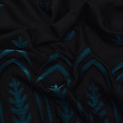 Black Color Organic Cotton Embroidery Fabric