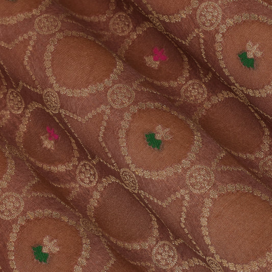 Peach Color Brocade Fabric