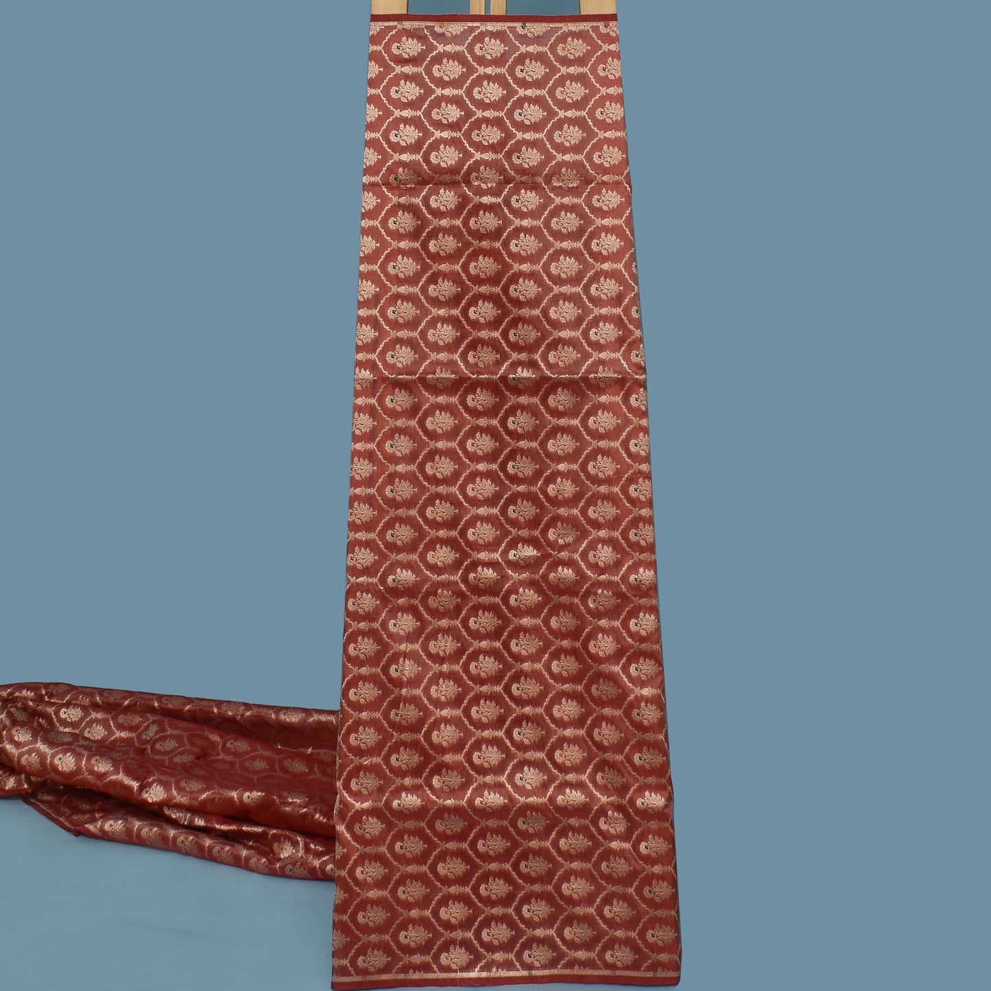 Rust Color Tissue Brocade Fabric