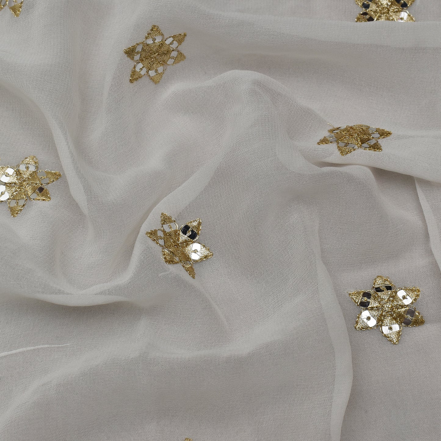 White Color Georgette Booti Fabric