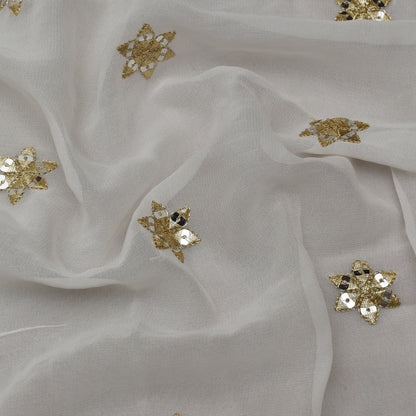 White Color Georgette Booti Fabric