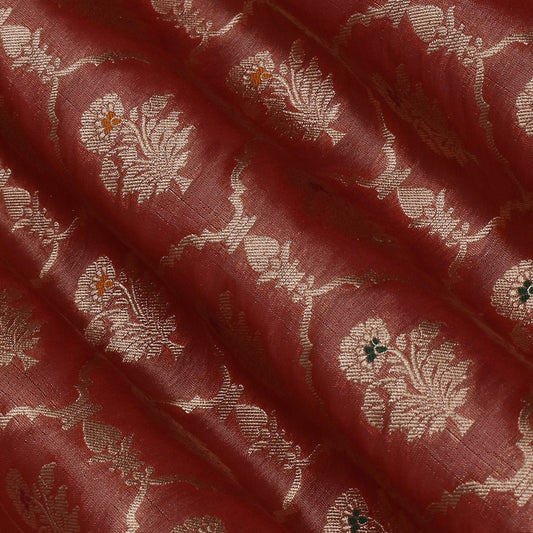 Rust Color Tissue Brocade Fabric