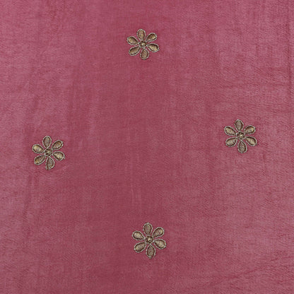 Baby Pink Color Gajji Silk Embroidery Fabric