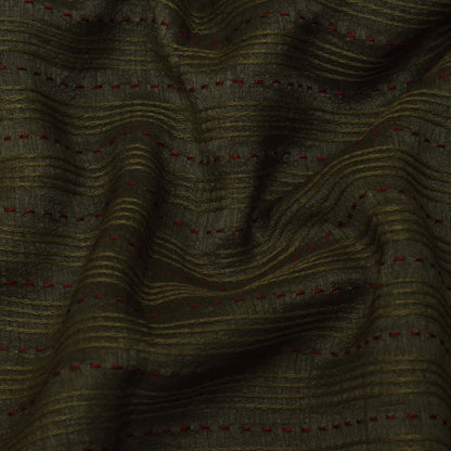 Green Color Nokia Silk Kantha Work Fabric