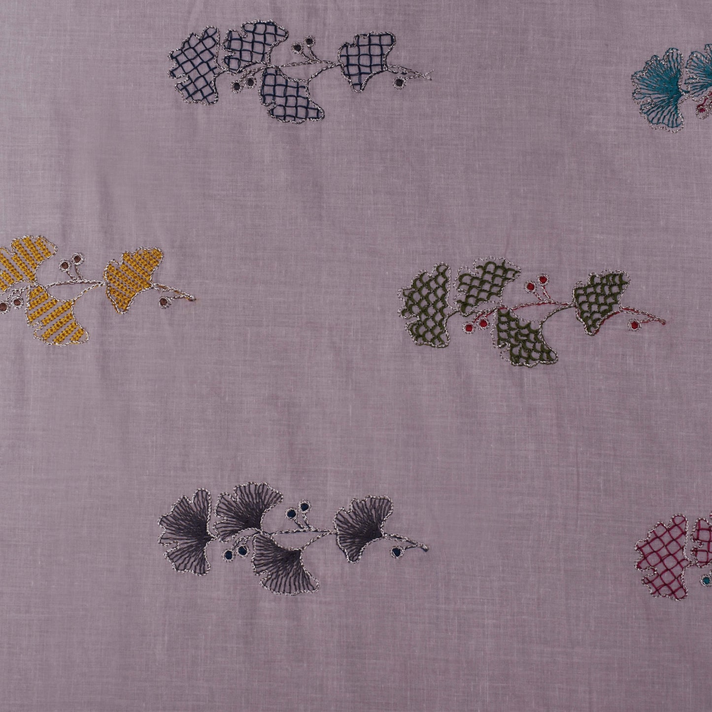 Pink Color Cotton Embroidery Fabric