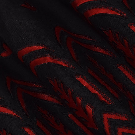 Black Color Organic Cotton Embroidery Fabric