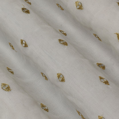 White Color Georgette Booti Fabric