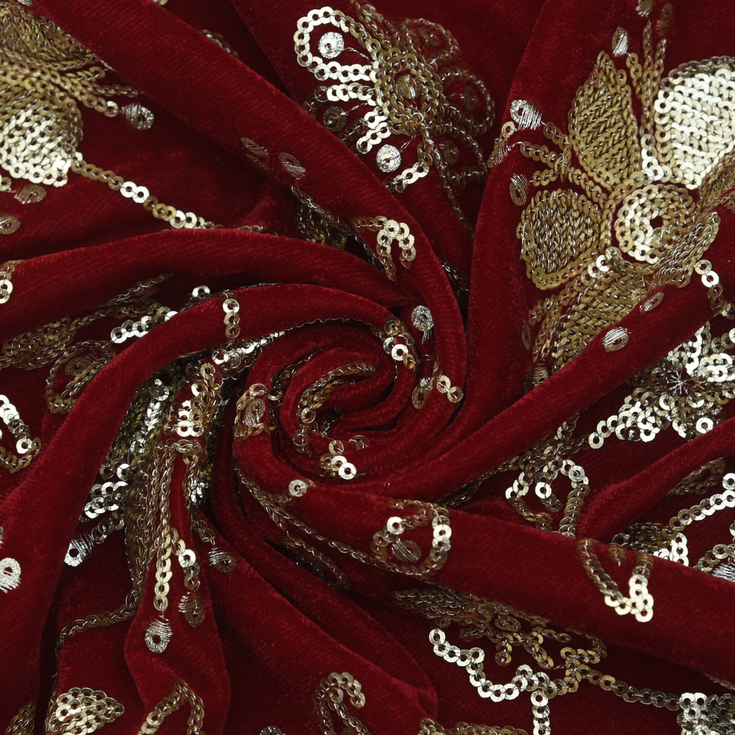 Velvet Sequins Embroidery Fabric