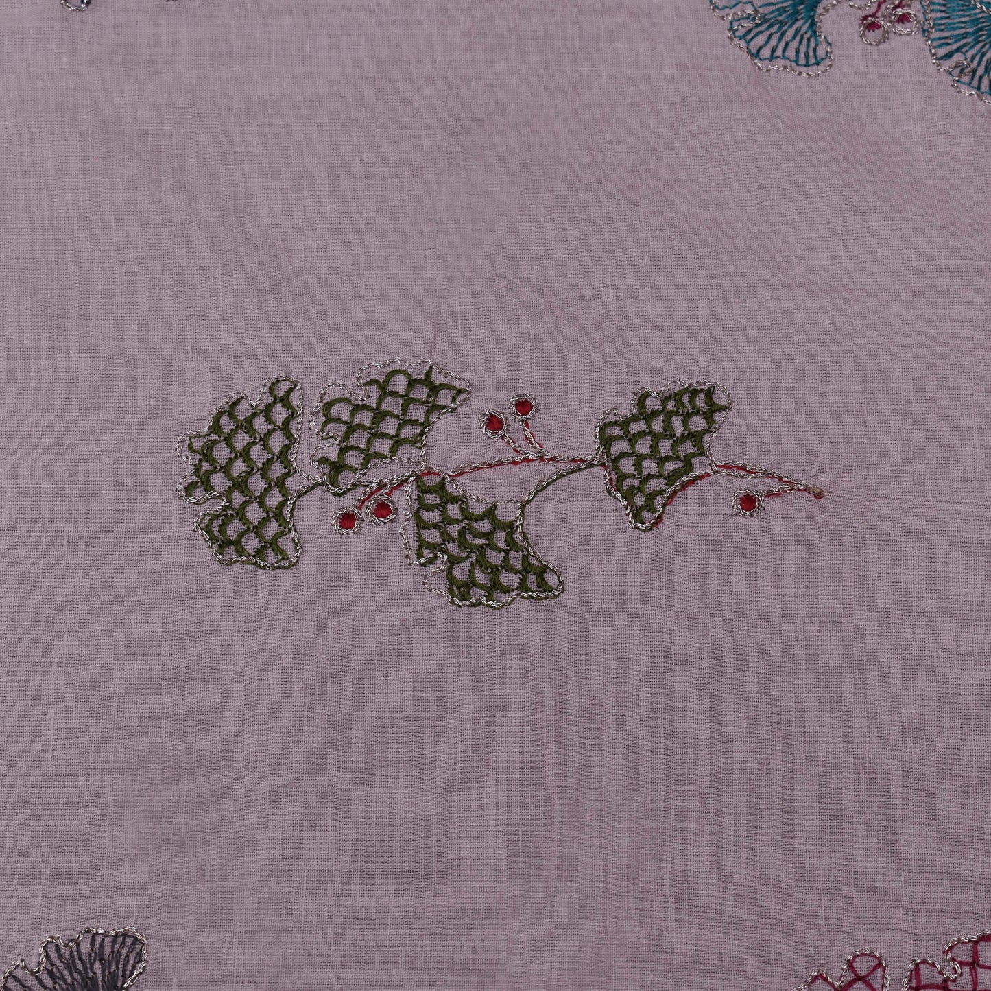 Pink Color Cotton Embroidery Fabric