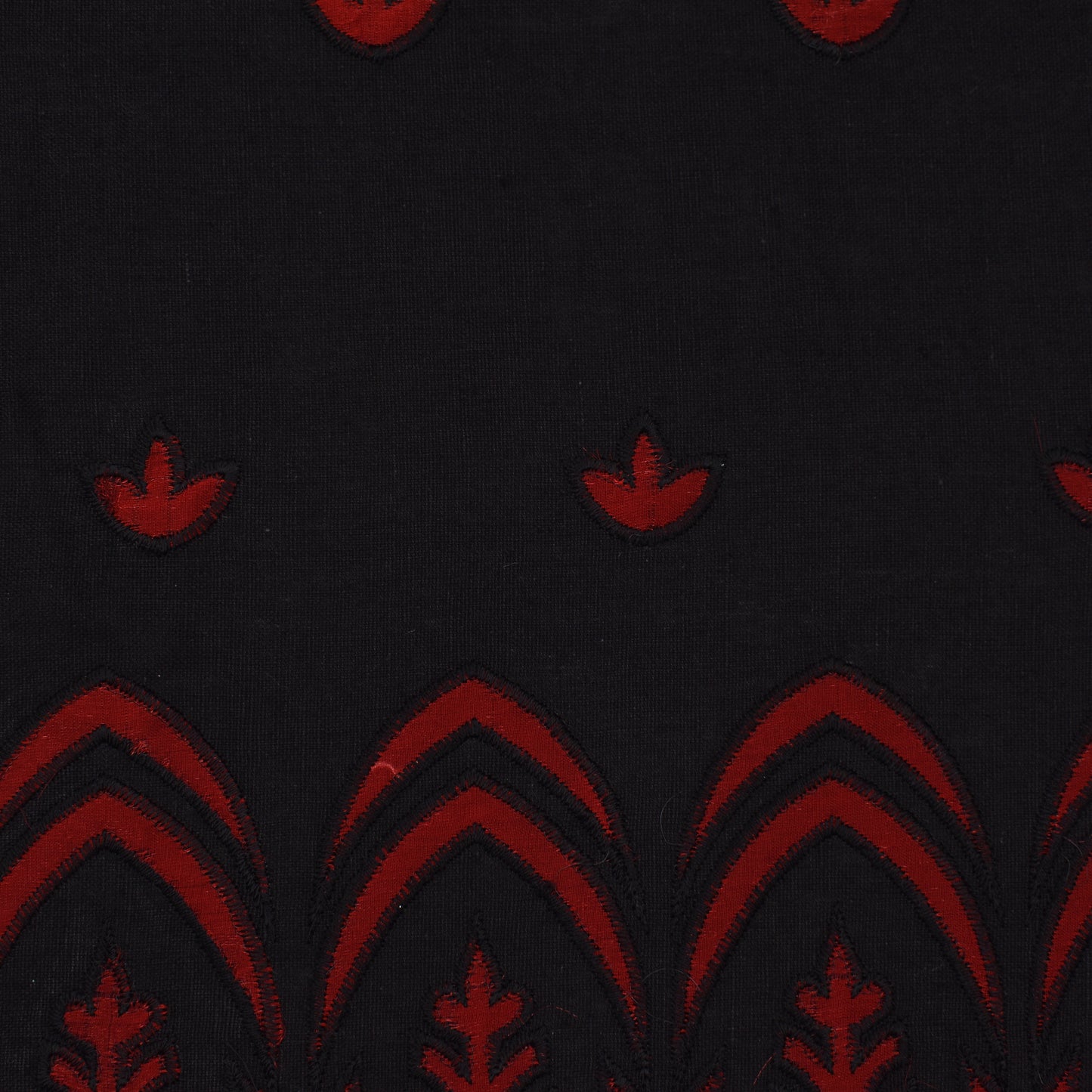 Black Color Organic Cotton Embroidery Fabric