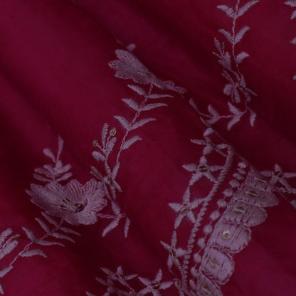 Red Color Cotton Embroidery Fabric