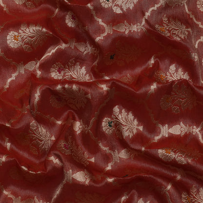 Rust Color Tissue Brocade Fabric