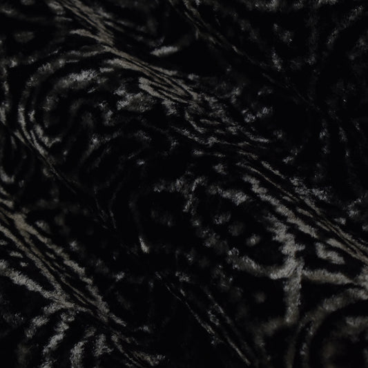 Black Color Silk Velvet Print Fabric