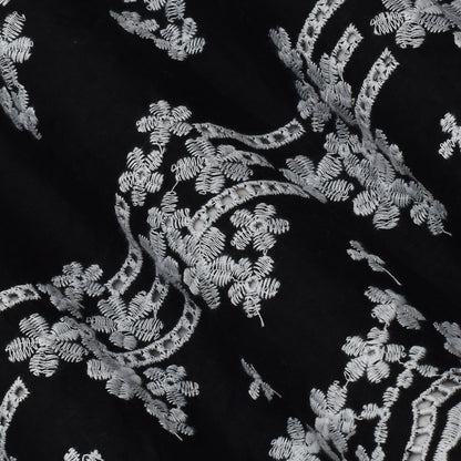 Black Color Cotton Embroidery Fabric