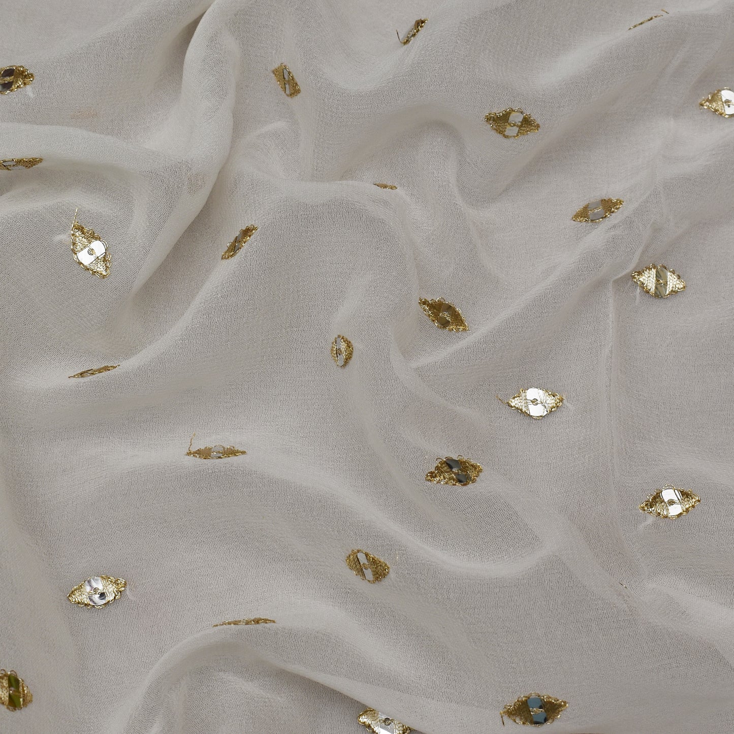 White Color Georgette Booti Fabric