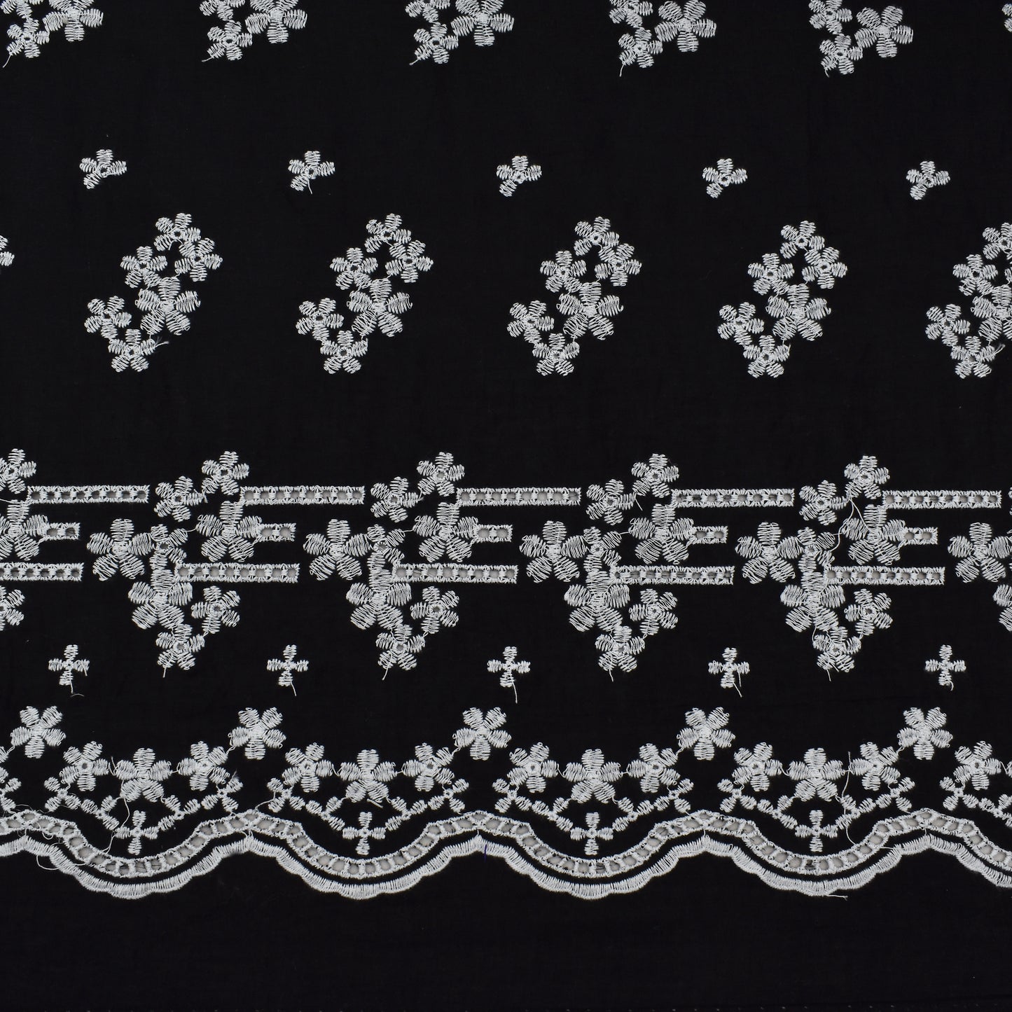 Black Color Cotton Embroidery Fabric