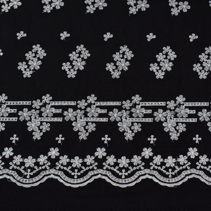 Black Color Cotton Embroidery Fabric