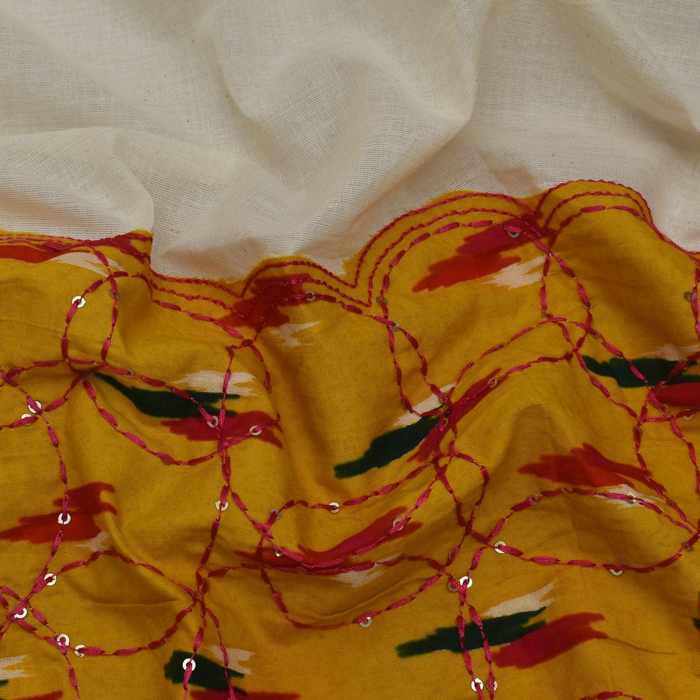 Off White Color Kora Cotton Plazo Fabric