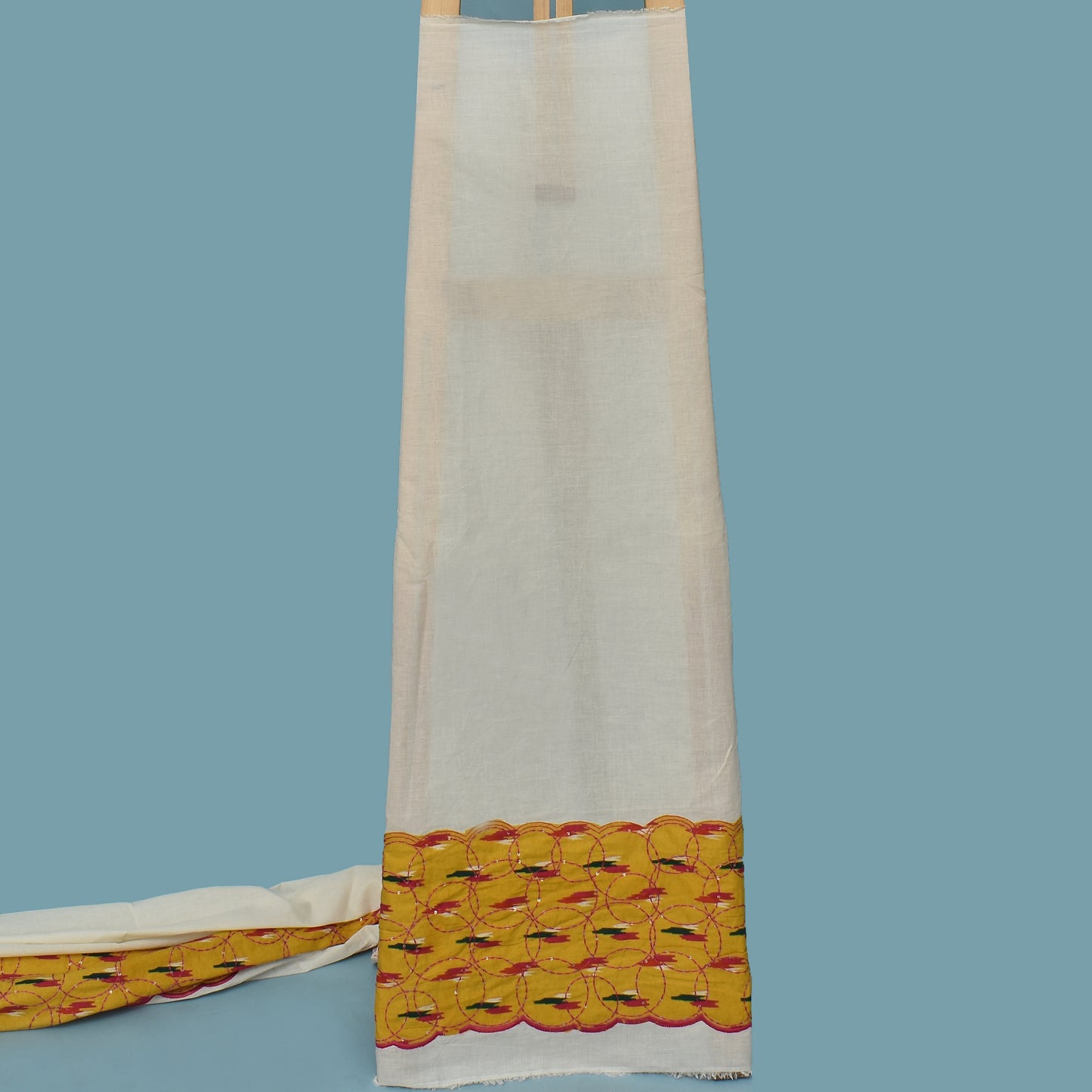 Off White Color Kora Cotton Plazo Fabric