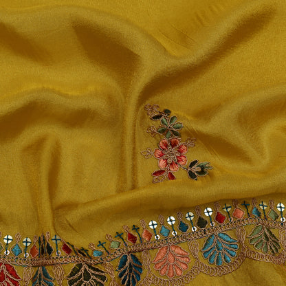 Yellow Color Tissue Booti Embroidery Fabric