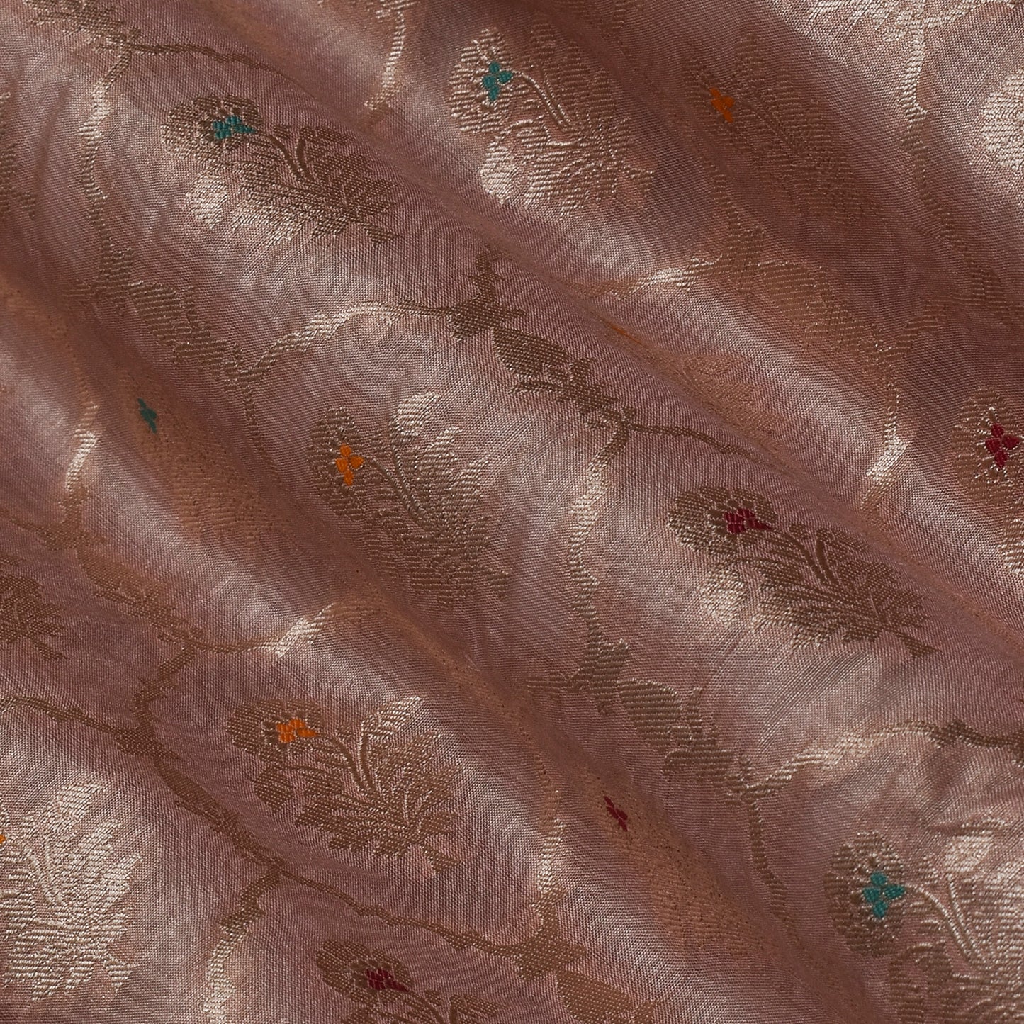 Pinkish Grey Color Tissue Brocade Fabric