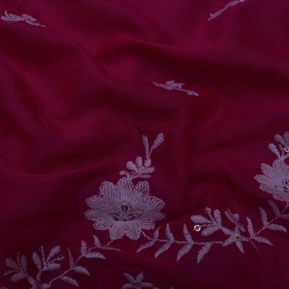 Red Color Cotton Embroidery Fabric